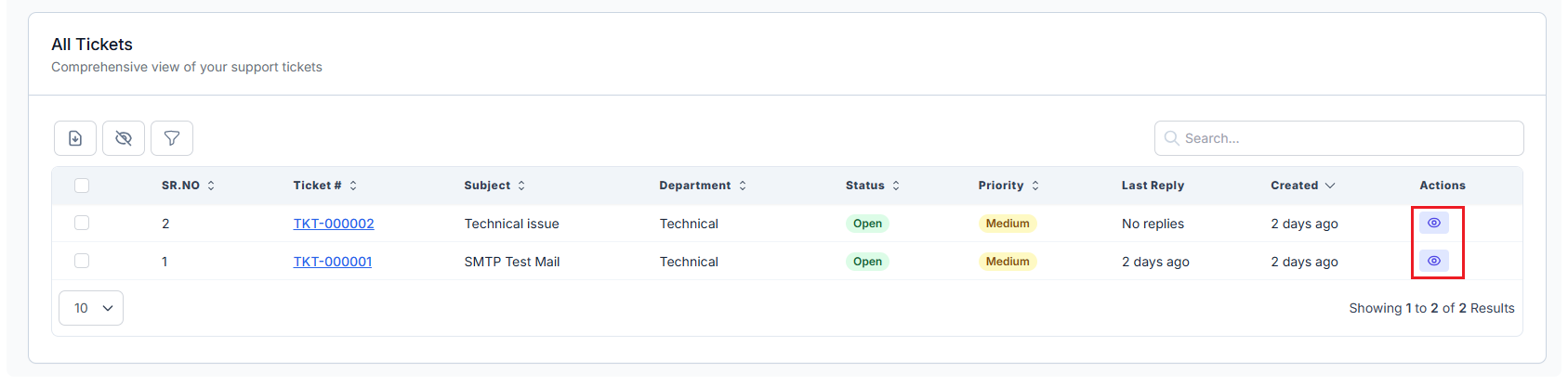 Ticket Communication Interface